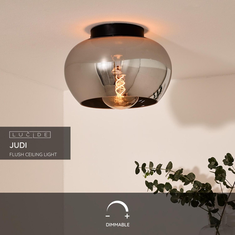 Lucide JUDI - Zapustené stropné svietidlo - Ø 30,5 cm - 1xE27 - Smoke Grey